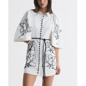 JOSLIN beaded 100% cotton shirt mini dress NEW